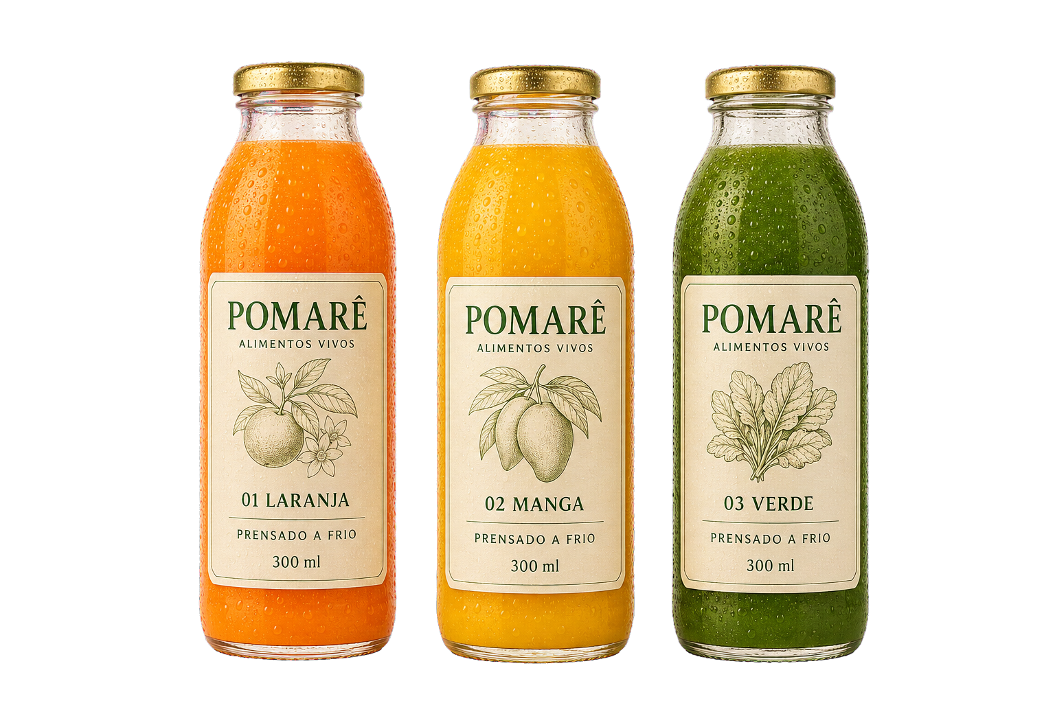 Trio de sucos Pomarê